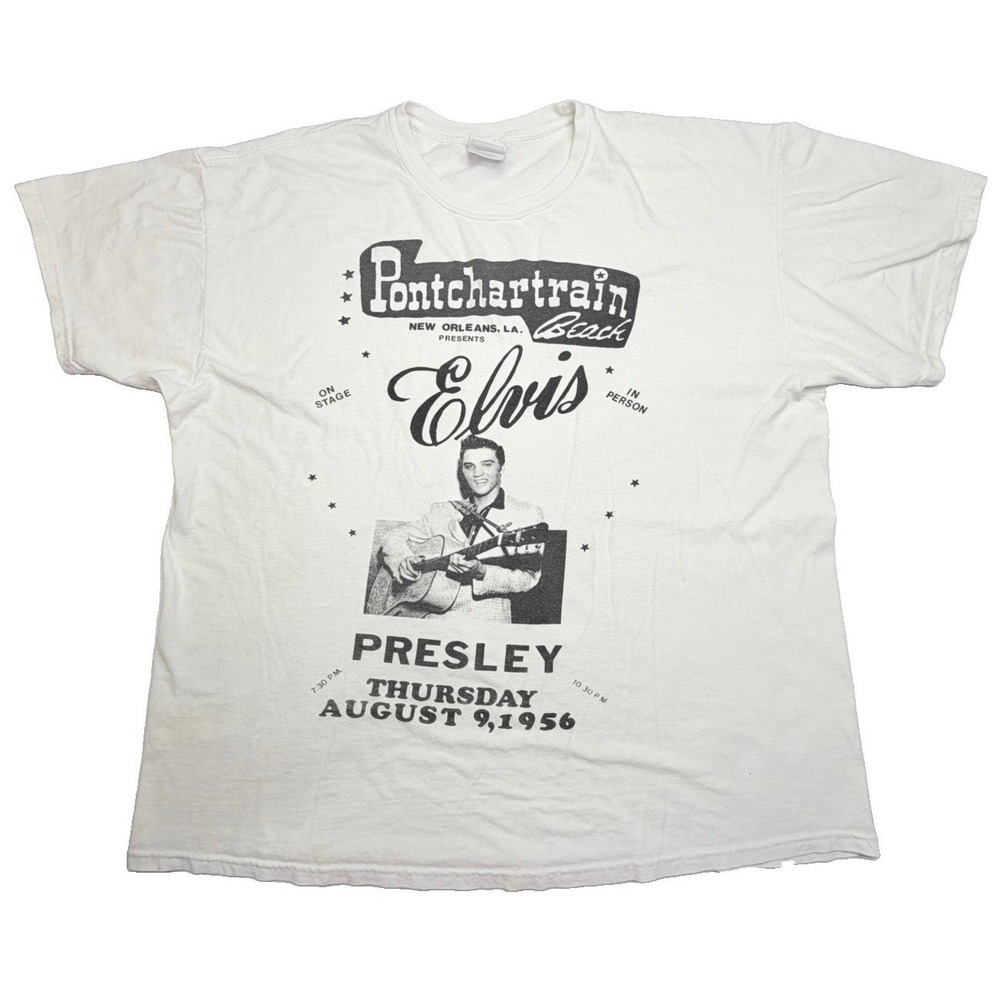 Elvis‎ Presley Pontchartrain Beach 1956 Graphic T-Shirt White Men's XL